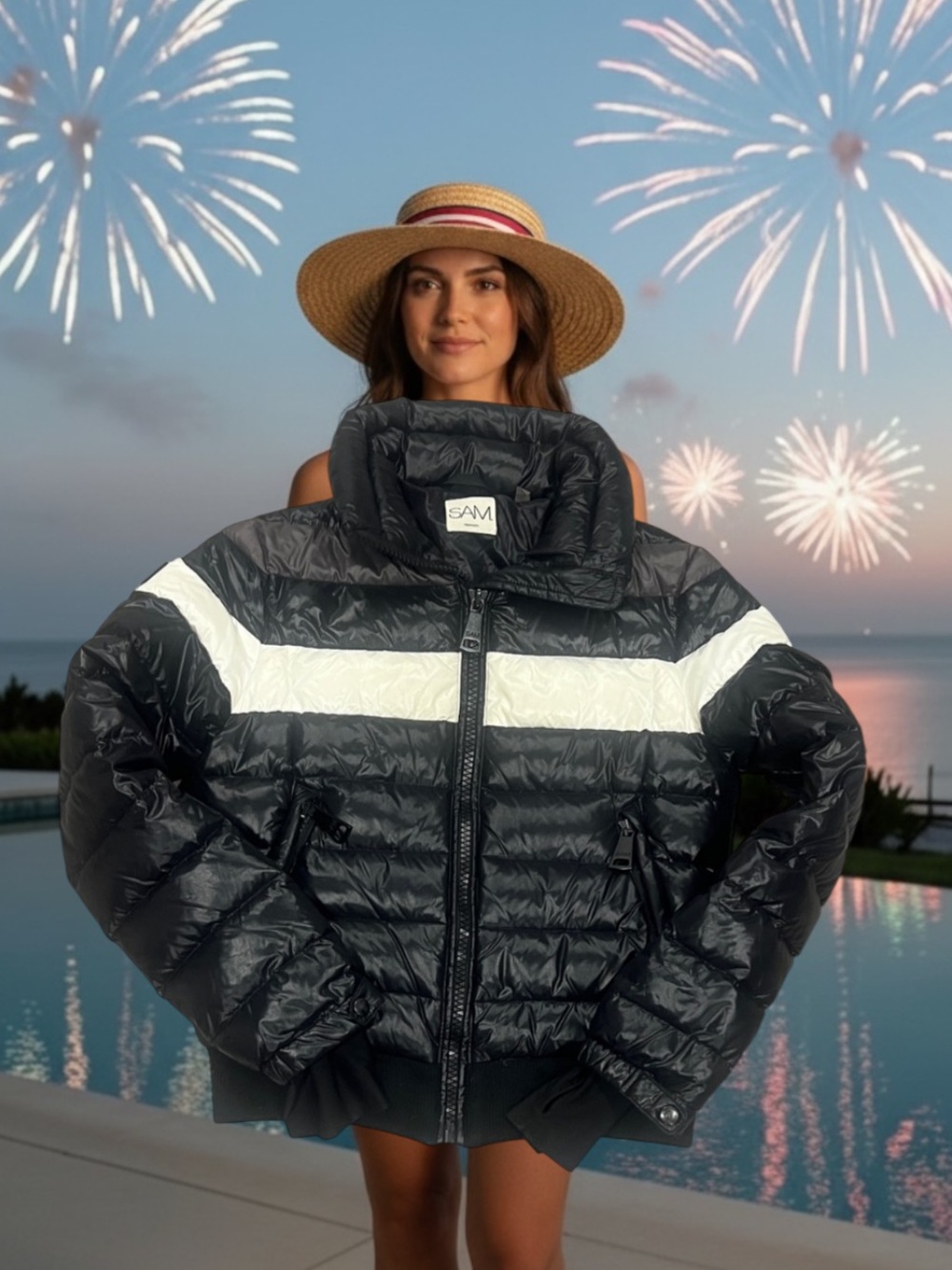 SAM. Black and White Puffer Jacket